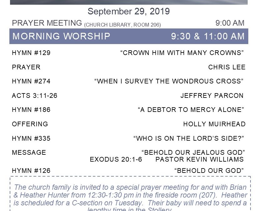Bulletin for September 29, 2019